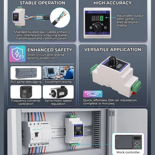 Vista 7 de Generador de señal 4-20mA con simulador de bucle de corriente de pantalla digital para calibración PLC y pruebas de dispositivos