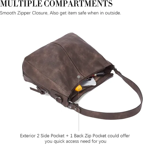 Vista 6 de BOSTANTEN Bolsos para mujer, bolsos de cuero de diseñador, bolsos hobo bolsos de hombro para mujer, bolsos cruzados con borla