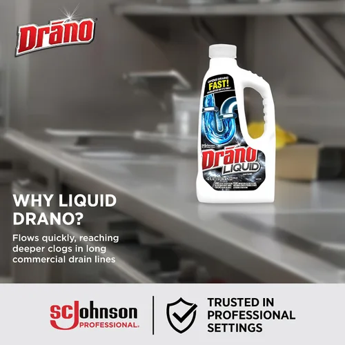 Vista 6 de Drano Removedor de obstrucciones líquido, transparente, 32 onzas líquidas, paquete de 12