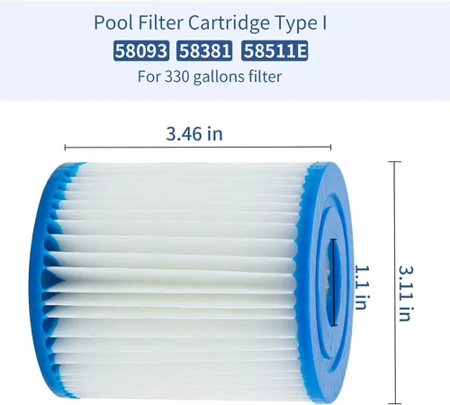 Vista 2 de Hrozny Cartucho de filtro de piscina tipo I, cartucho de filtro de piscina tamaño 1 para 58093, para bombas de filtro Summer Waves 300/330 Gal/h