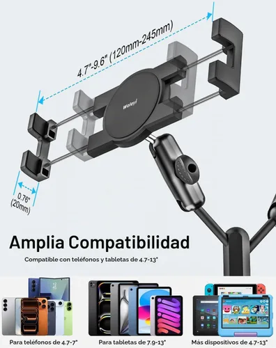 Vista 7 de Soporte doble para tableta para taza de automóvil, [brazo de metal doble] Soporte ajustable resistente para vasos de automóvil, soporte para tableta