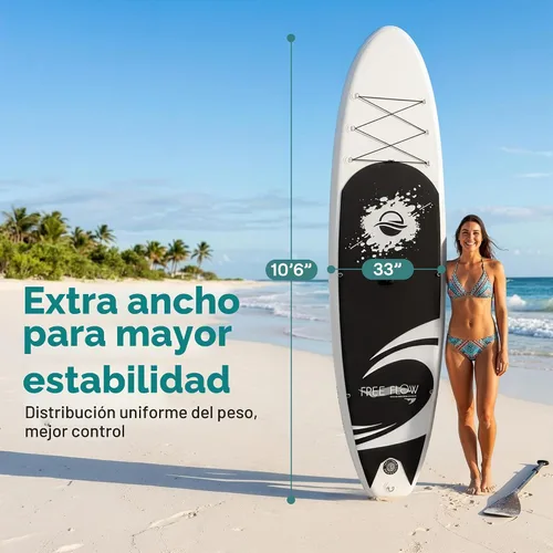 Vista 3 de SereneLife Tabla de remo inflable de 10 pies 6 pulgadas con accesorios de SUP de primera calidad, diseño amplio y estable con almohadilla
