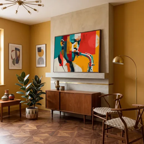 Vista 34 de LuxeWood Arte de Pared Musical en Lienzo - Impresiones Temáticas Musicales Medianas y Grandes para Sala de Estar, Oficina, Estudio, Airbnb