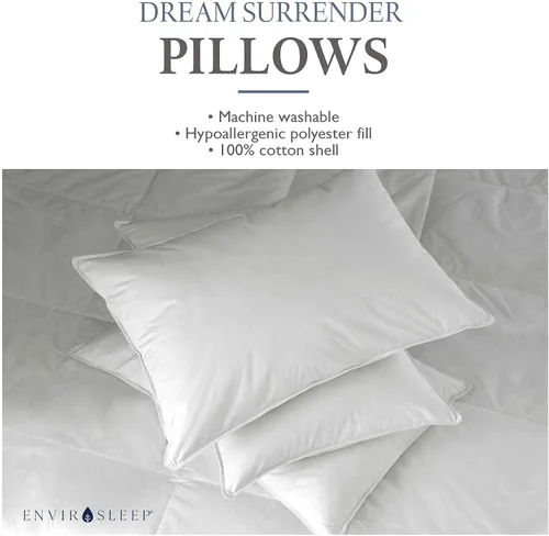 Vista 6 de Envirosleep Dream Surrender - Almohadas de apoyo firme, juego de almohada de algodón relleno de poliéster hipoalergénico, juego de 2 almohadas
