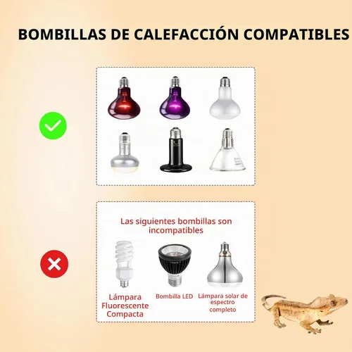 Vista 4 de REPTITRIP - Lámpara de calor para reptiles de 5.5 pulgadas con termostato de atenuación, 100 W máx