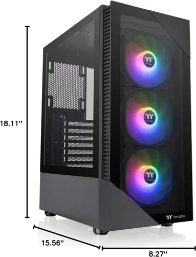 Vista 11 de Thermaltake View 200 TG ARGB Motherboard Sync ATX Caja de computadora de torre media de vidrio templado con ventilador ARGB frontal de 0.118 x 4.724