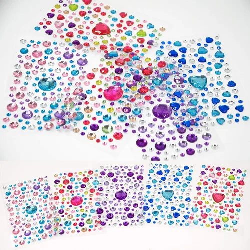 Vista 8 de 2800 piezas de 25 hojas autoadhesivas de joyas de diamantes de imitación, calcomanías de diamantes de imitación, gemas de diamantes de imitación