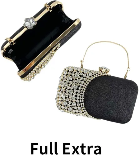 Vista 5 de shiiriin Bolso de mano de cristal brillante para mujer, elegante bolso de mano con diamantes de imitación para novia, boda, fiesta