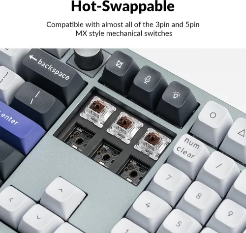 Vista 5 de Keychron Q6 Pro Teclado mecánico inalámbrico Bluetooth de aluminio completo para Mac Windows Linux, perilla programable QMKVIA de tamaño completo