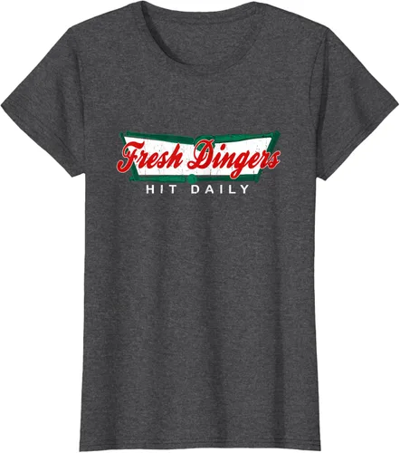 Vista 4 de Camiseta divertida de béisbol y softbol Don't Bunt Hit Fresh Dingers, Negro