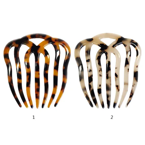 Vista 3 de Twist Hair Side Comb ahueca hacia fuera 7 dientes acetato antiestático horquilla vintage tortuga para Shell Barrette C