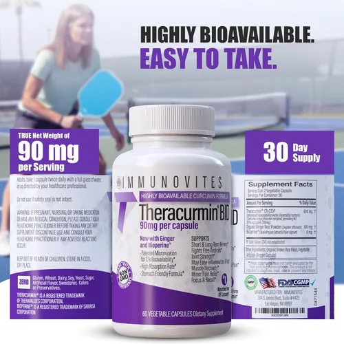 Vista 6 de Theracurmin BID 300mg - Ahora con jengibre y bioperina (botella de 60 unidades)