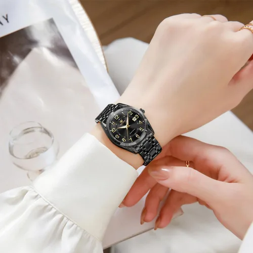 Vista 8 de OLEVS Reloj de pulsera de cuarzo para mujer, de acero inoxidable, impermeable, luminoso, fecha, fácil de leer, para mujer