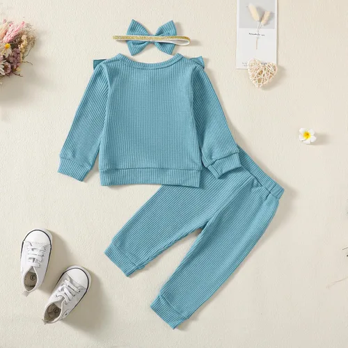 Vista 3 de Mioglrie Conjunto de ropa de bebé para niña, tops y pantalones, ropa para niñas pequeñas, sudaderas para bebés