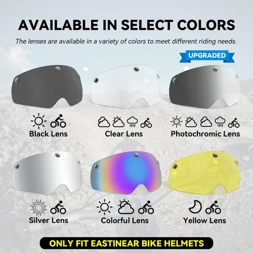 Vista 5 de EASTINEAR Gafas magnéticas para cascos de bicicleta, visera desmontable para casco de bicicleta, protector solar extraíble para casco de ciclismo