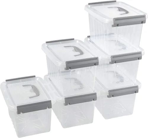 Vista 6 de Farmoon Contenedor de almacenamiento transparente de 3.5 cuartos de galón, caja de plástico pequeña con tapa, 6 paquetes