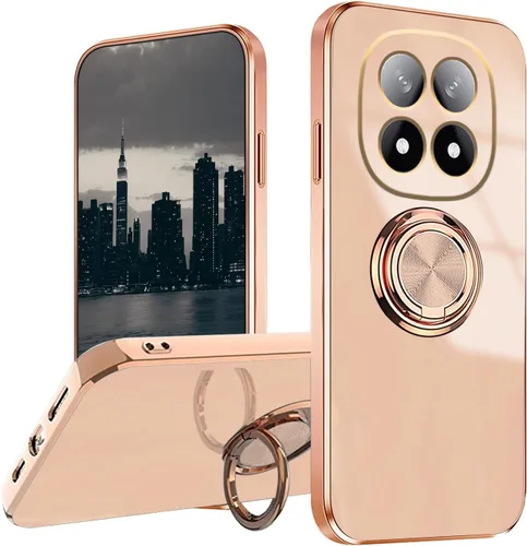 Vista 9 de Compatible con Redmi Note 15 Pro Plus Funda con soporte creativo chapado rosa, para Redmi Note 15 Pro Plus Funda de teléfono de silicona a prueba