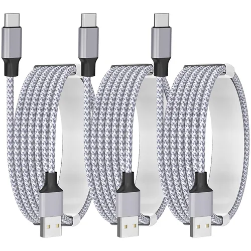 Vista 13 de Cable Carplay de coche para iPhone 17, cable de carga rápida, paquete de 3 unidades de 6 pies 60 W, USB A a USB C, multicolor, cable trenzado