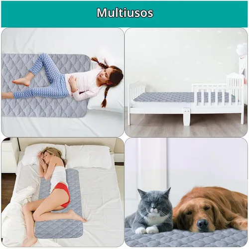 Vista 6 de Protector de colchón impermeable para cuna, paquete de 2, 28 x 52 pulgadas, almohadilla acolchada antideslizante Gris
