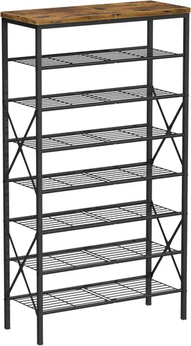 Vista 12 de Zapatero de 6 niveles, zapatero de gran capacidad que sostiene 32 pares de zapatos, estante de metal ajustable y estable, estante para zapatos