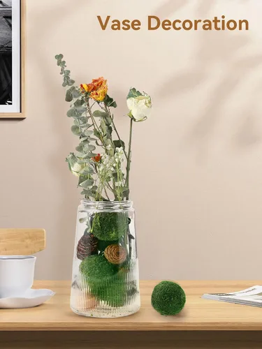 Vista 2 de Biubee - 12 bolas decorativas de musgo para tazones y jarrones, 2.2 pulgadas Fake but Realistic/No Odor, Add a Nice Outdoorsy/Nature Feel to The