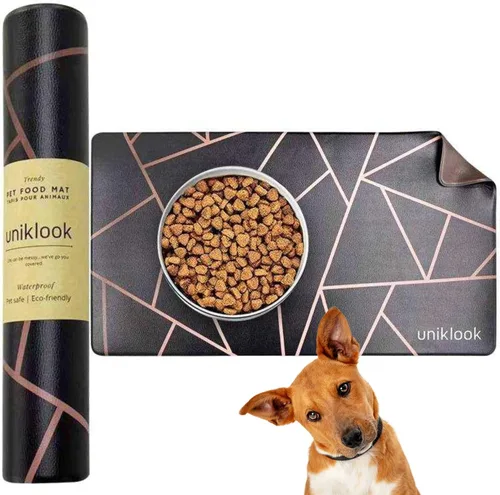 Vista 8 de Mantel individual grande para mascotas, tapete de alimentación para perros y gatos, seguro para mascotas, 28 x 16.5 pulgadas, impermeable, fácil