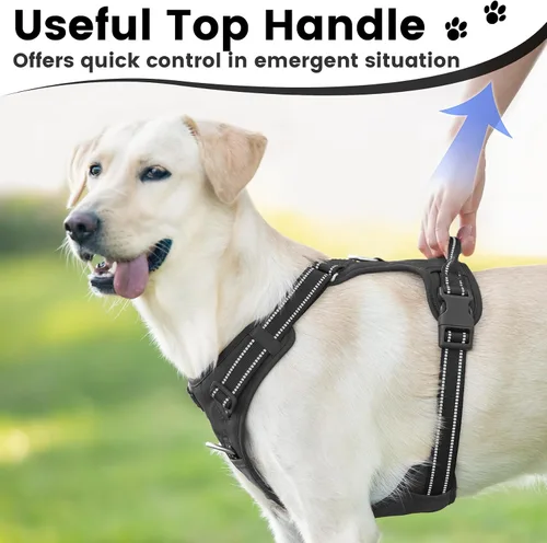Vista 3 de Arnés sin tirones para perro, chaleco reflectante para cachorros para perros pequeños, medianos y grandes (negro, XS)