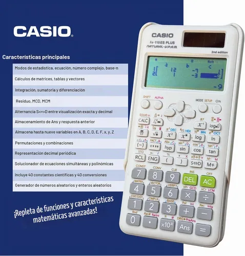 Vista 3 de Casio fx-115ES Plus 2ª edición – Calculadora científica avanzada Más de 280 funciones, pantalla Natural Textbook Display℠ Ideal