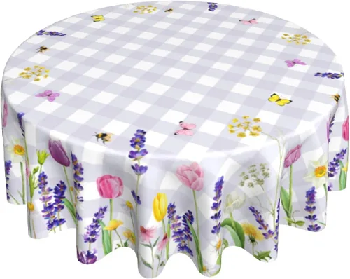 Vista 9 de Giwawa Mantel de Mesa Redondo con Bandera de EE. UU., Mantel Americano con Estrellas, Mariposas, Círculo, 152 cm. Mantel del 4 de julio, Día