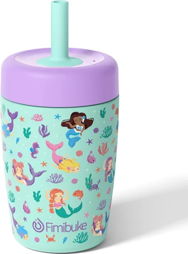 Vista 13 de Fimibuke Vasos para niños y niños pequeños, a prueba de derrames, 12 onzas, con aislamiento Capybara, vaso de paja para niños pequeños, botella