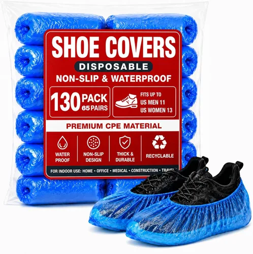 Vista 9 de Paquete de 90 fundas desechables para zapatos, impermeables, antideslizantes, botines de plástico para interiores, ajuste universal, para invitados