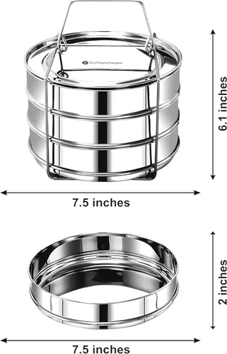 Vista 3 de Sartenes apilables de acero inoxidable de 3 niveles, compatibles con olla instantánea de 6 cuartos de galón, olla en olla, moldes para hornear