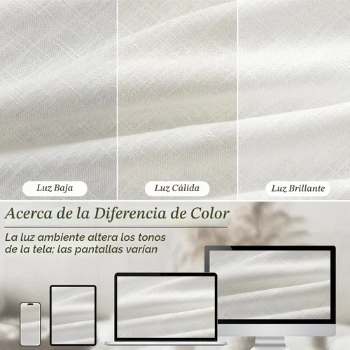Vista 8 de Cortinas de lino plisadas Blanco crema