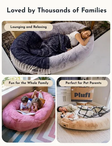 Vista 7 de Plufl, La Cama Humana Original para Perros para Adultos, Niños y Mascotas. Como se vio en Shark Tank. Cómoda Bolsa de Frijoles Grande de Felpa