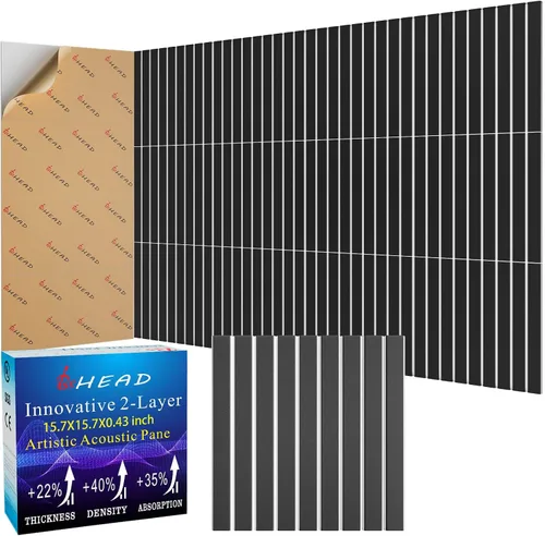 Vista 33 de Paneles Acústicos de Pared Grandes 47.2"x23.6"x1.57" Paquete de 4, Paneles de Prueba de Sonido DIY 3D con Ondas para Paredes, Paneles de Pared