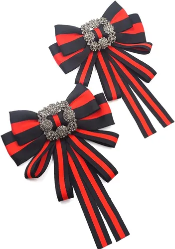 Vista 7 de Broche de lazo negro de Navidad para mujeres y hombres, broche de lazo para mujer, joyería de lazo negro, decoración de corbatín para mujer, collar