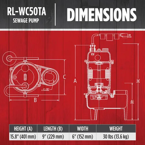 Vista 2 de Red Lion RL-WC50TA, 115V, 1/2 HP, 5600 GPH Bomba automática de aguas