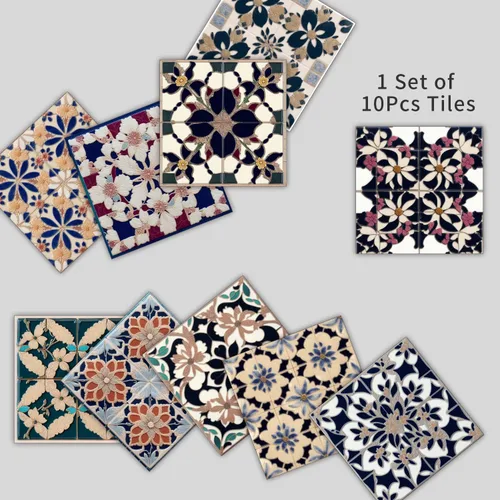 Vista 6 de Alwayspon Adhesivo para azulejos de pared moriscos para despegar y pegar, calcomanías de vinilo autoadhesivas para azulejos de cocina y baño, 4 x 4