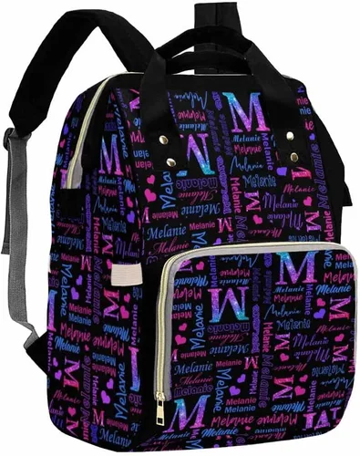 Vista 28 de Artsadd Bolsos para pañales personalizados con nombre, mochila monograma, regalos para baby shower, pattern 01, Tamaño único, Mochilas Daypack