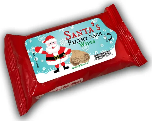 Vista 9 de Santa's Filthy Sack Wipes - Toallitas húmedas navideñas para amigos, tamaño de bolsillo, sin alcohol