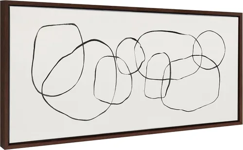 Vista 11 de Kate and Laurel Lienzo enmarcado de círculos bailarines de Sylvie por Teju Reval of SnazzyHues, 18 x 40 pulgadas, negro, decoración abstracta