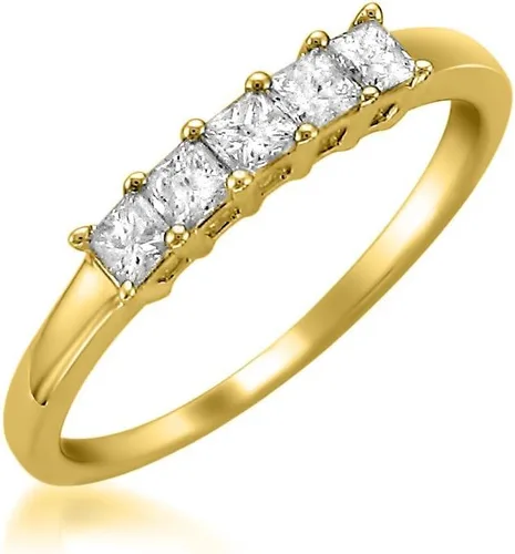 Vista 2 de 12 Carat, Prong Set 14K 5 Stone Princess-cut Bridal Wedding Band Ring for Women (H-I,I2-I3) Real Fine Jewelry by La4ve s Gift Box Included