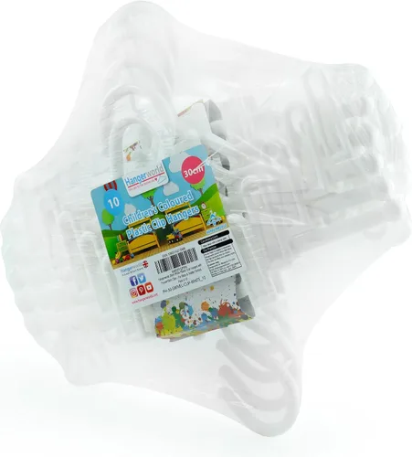 Vista 2 de Hangerworld 10 perchas blancas de 11.8 in para niños, ropa de abrigo de plástico, ropa para bebés y niños pequeños.