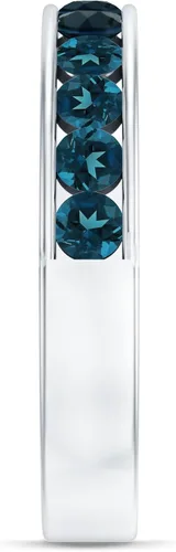 Vista 15 de Anillo de media eternidad con topacio azul londinense certificado para mujer, calidad AAA, anillo de piedra natal de diciembre, listo para regalar