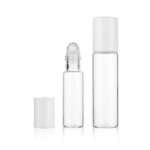 Vista 2 de 12 botellas enrollables de vidrio transparente, botellas vacías recargables de aceite esencial, botellas enrollables, contenedor de almacenamiento