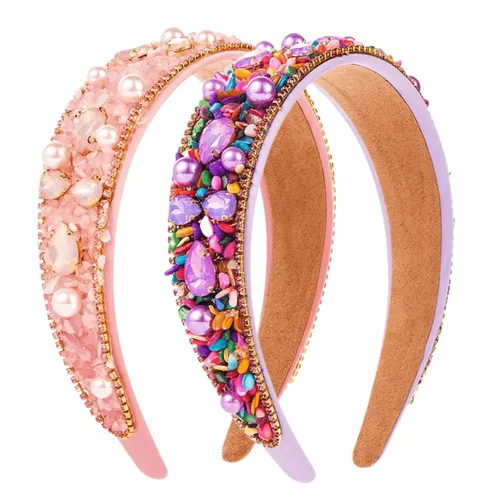 Vista 20 de Diademas turquesa para mujeres y niñas, banda ancha antideslizante para la cabeza, bandas para la cabeza con nudo superior, diadema de perlas de Azul
