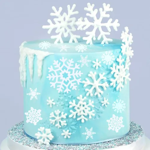 Vista 5 de Moldes de silicona de copo de nieve de Navidad, 5 unidades, molde de fondant de chocolate de nieve de Navidad para pasteles, dulces, decoración