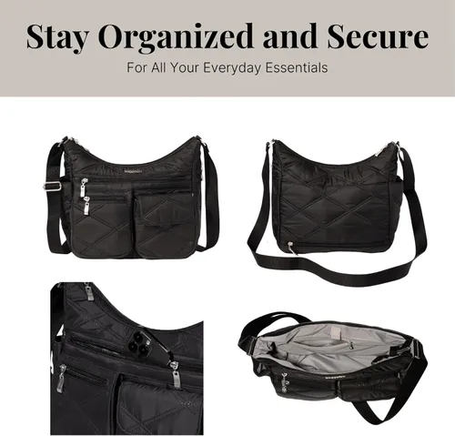 Vista 54 de Baggallini womens Everywhere Bagg Crossbody Women 11x9 Lightweight Nylon Hobo Water-resistant Travel Bag W/Rfid