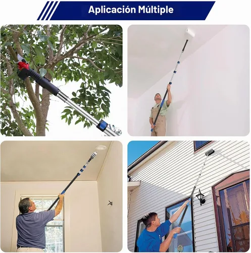 Vista 8 de Poste de extensión telescópico de 12 pies Rodillo de pintura de aluminio ajustable de 3-12 pies y poste de limpieza Punta de metal universal