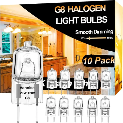 Vista 9 de Bombillas halógenas de 10 W 12 V - 10 paquetes de bombillas halógenas G4 de larga duración, de alto rendimiento, regulables con base G4 de doble